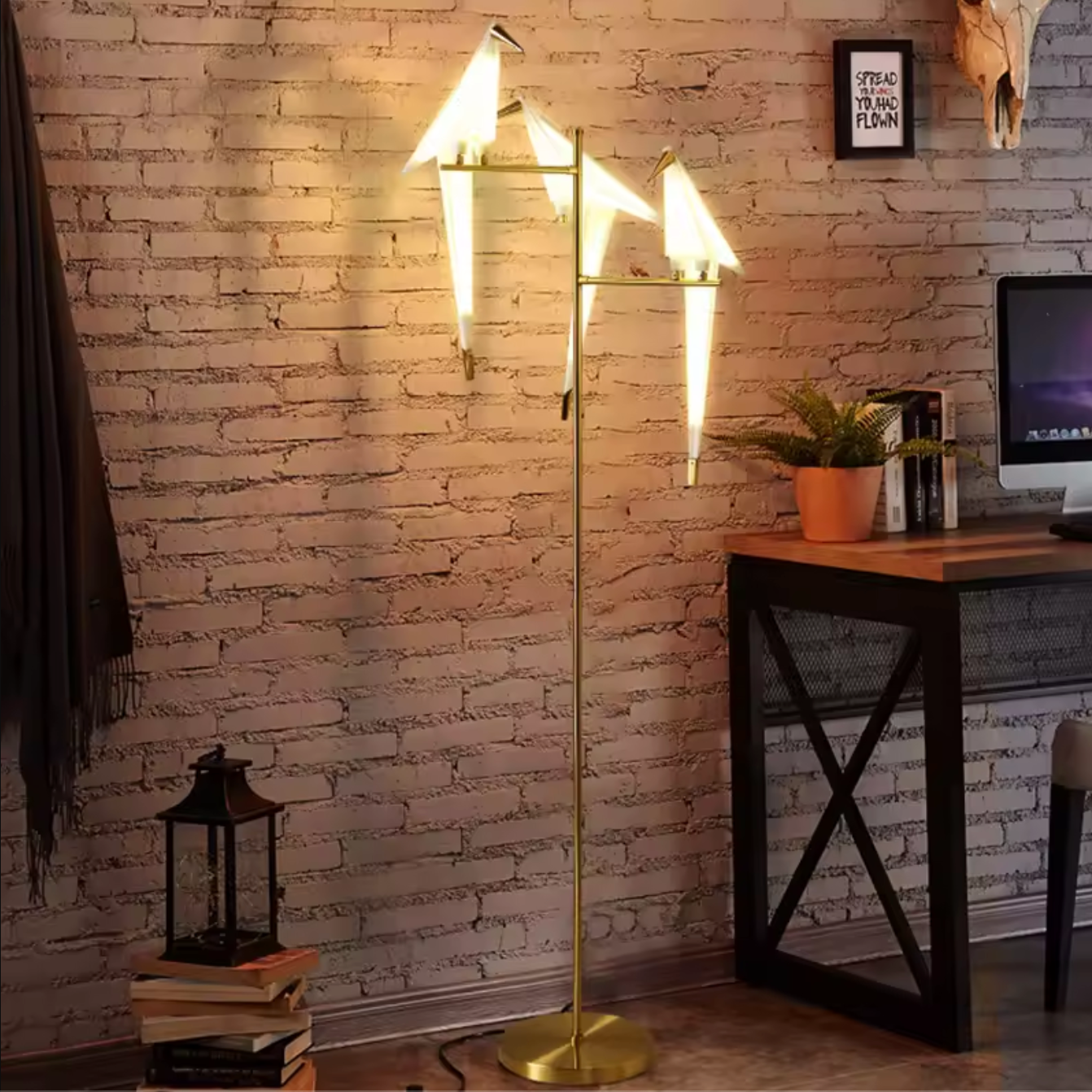 Bird Decoration LED Floor Lamp Modern Rustic Boho Standing Light