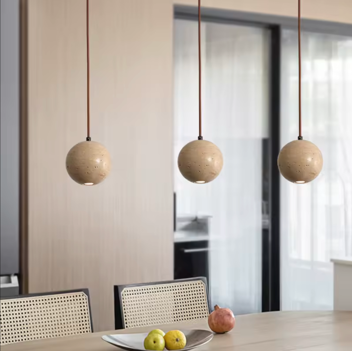 Cave Stone Ball Pendant Light LED Ceiling Lamp Chandelier