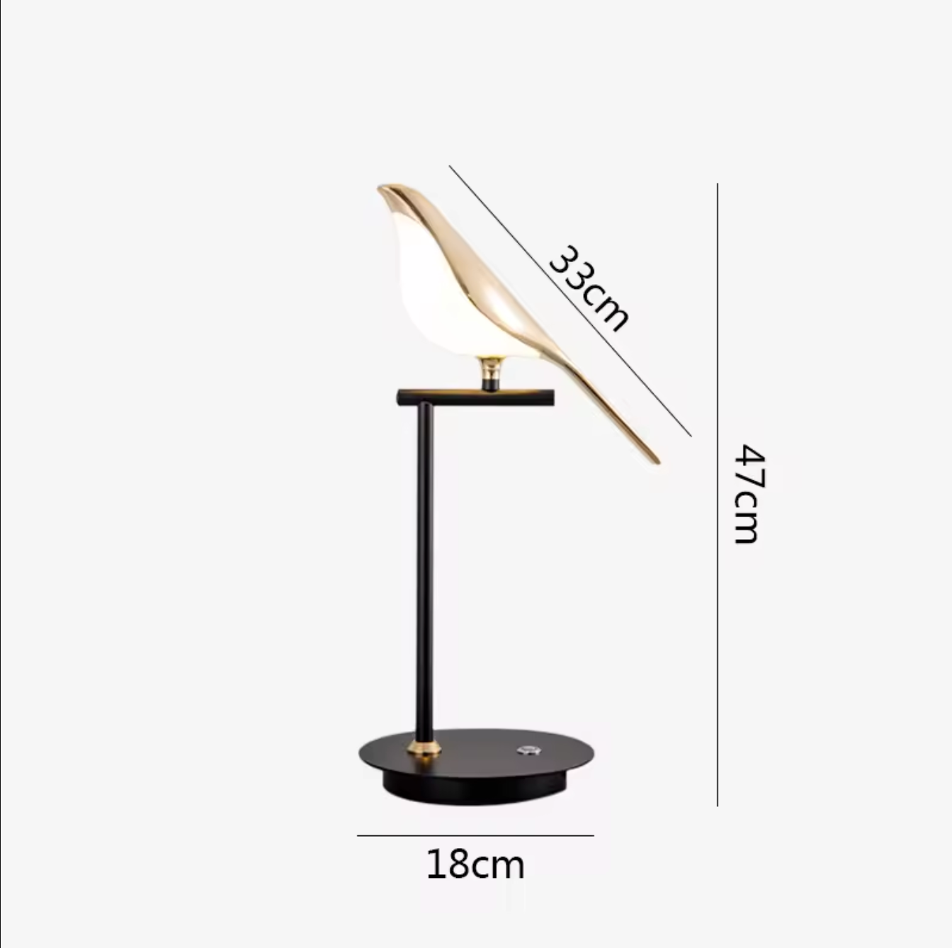 LED Bedside Table Lamp Magpie Bird Model Black Gold
