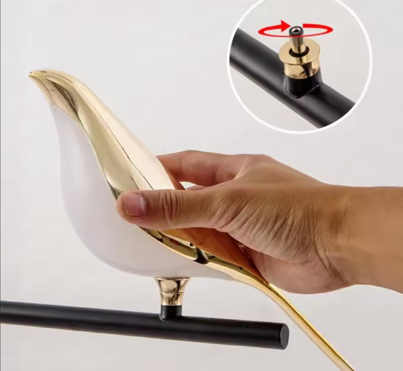 LED Bedside Table Lamp Magpie Bird Model Black Gold