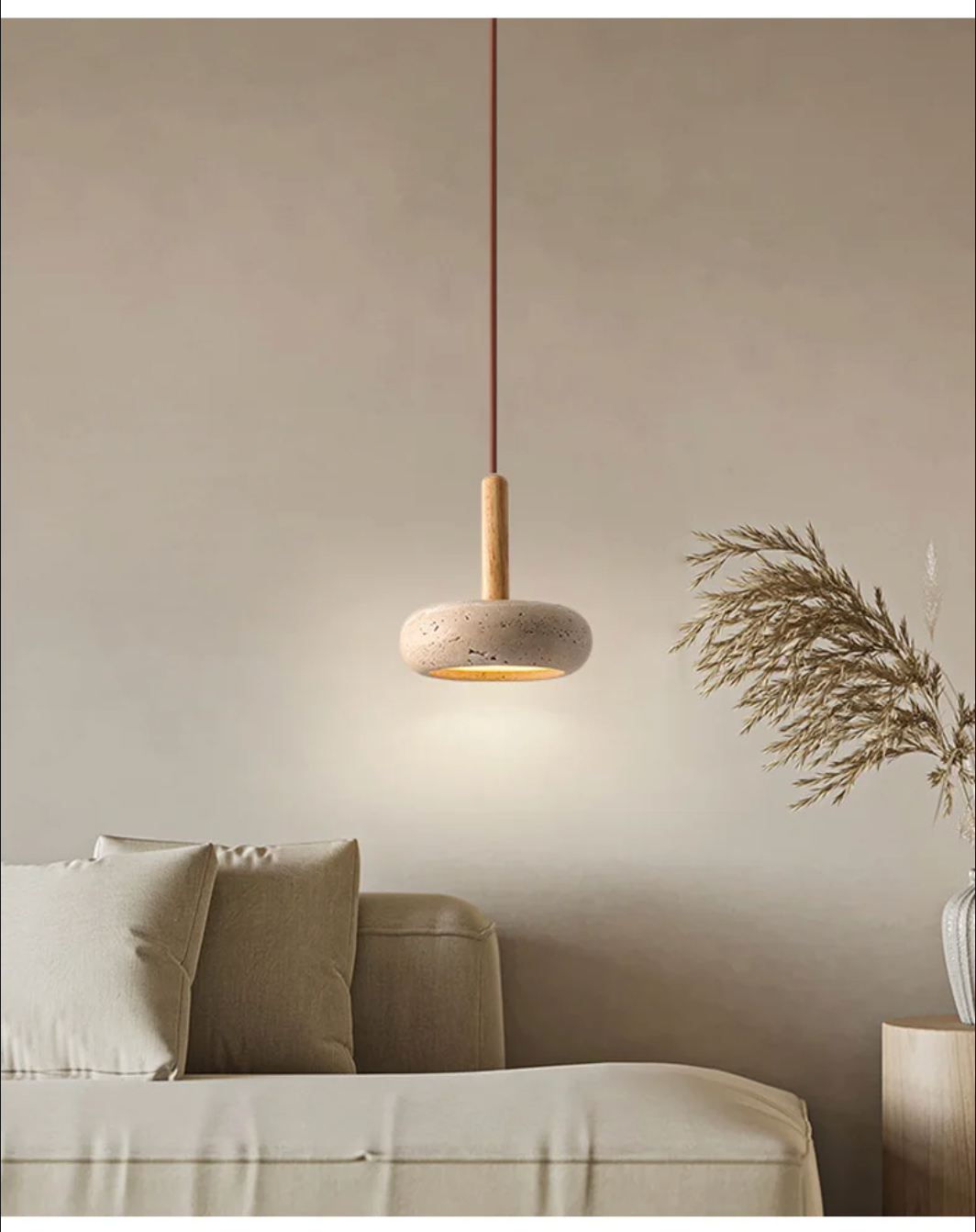 Yellow Cave Stone Pendant Lamp Japanese Wabi-Sabi Ceiling Light