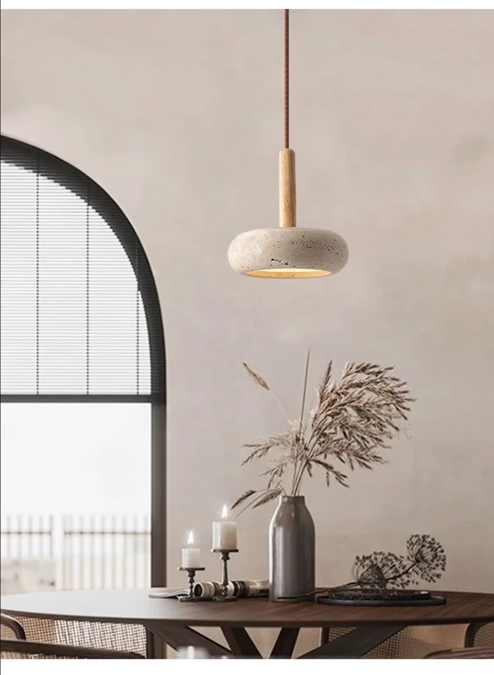 Yellow Cave Stone Pendant Lamp Japanese Wabi-Sabi Ceiling Light