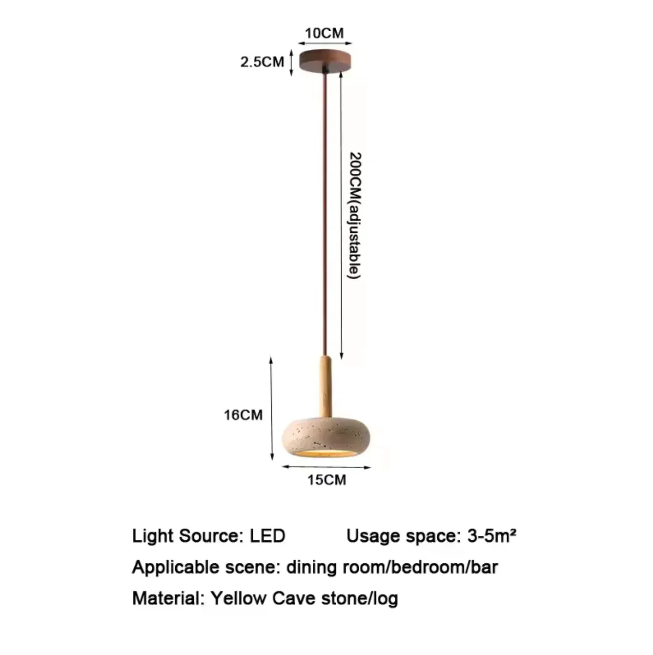 Yellow Cave Stone Pendant Lamp Japanese Wabi-Sabi Ceiling Light