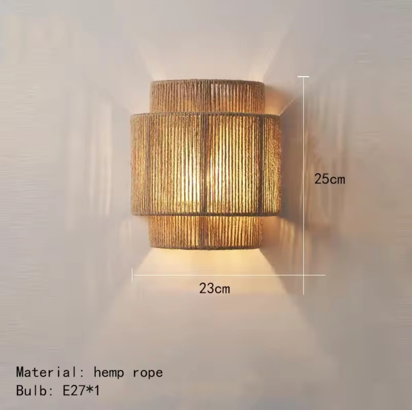Hemp Rope Wall Light Fixture Rustic Boho Wall Sconce