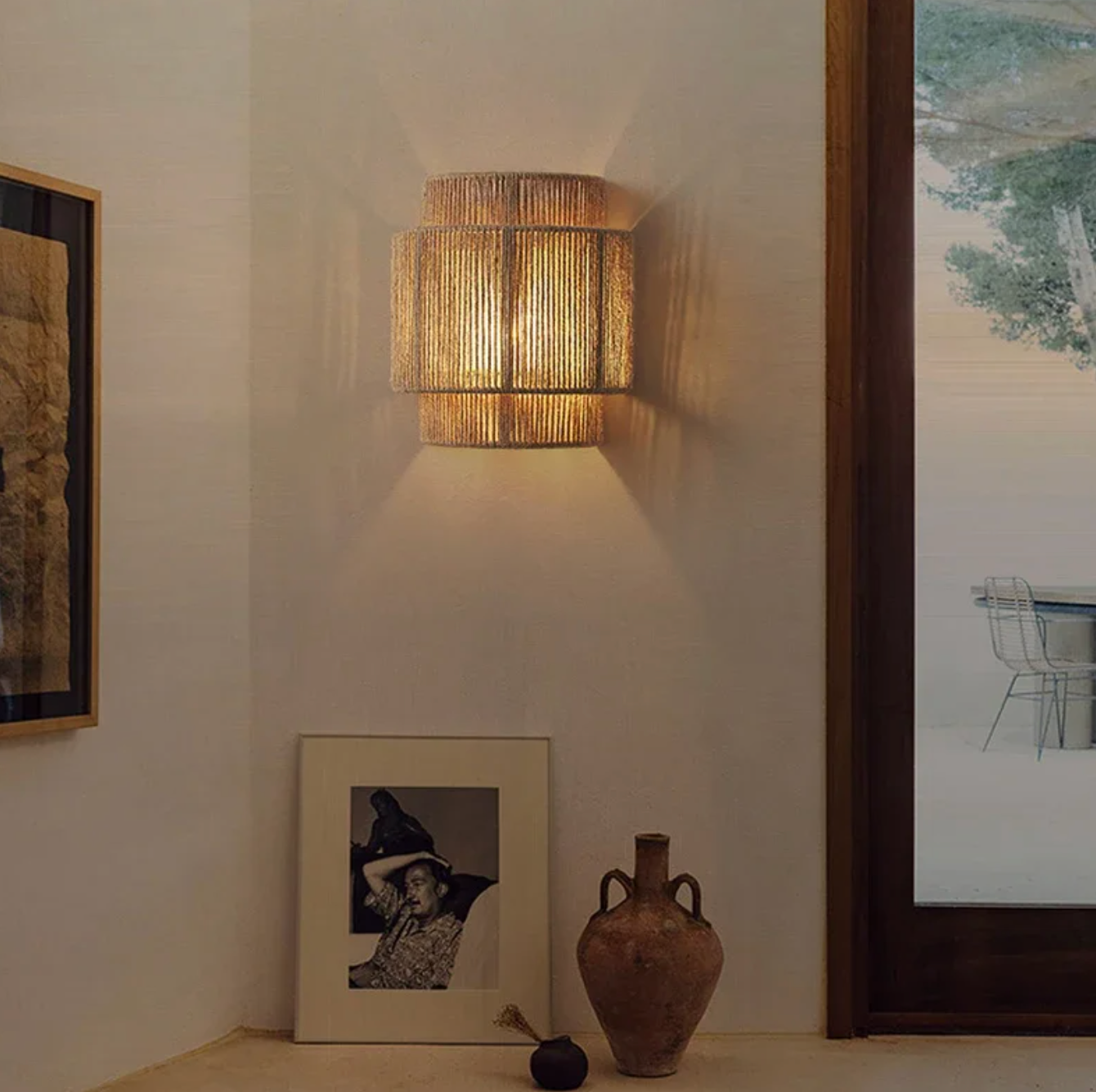Hemp Rope Wall Light Fixture Rustic Boho Wall Sconce