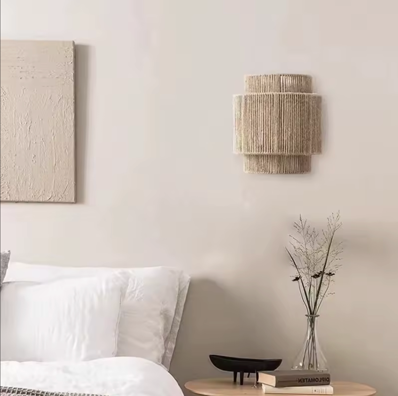 Hemp Rope Wall Light Fixture Rustic Boho Wall Sconce