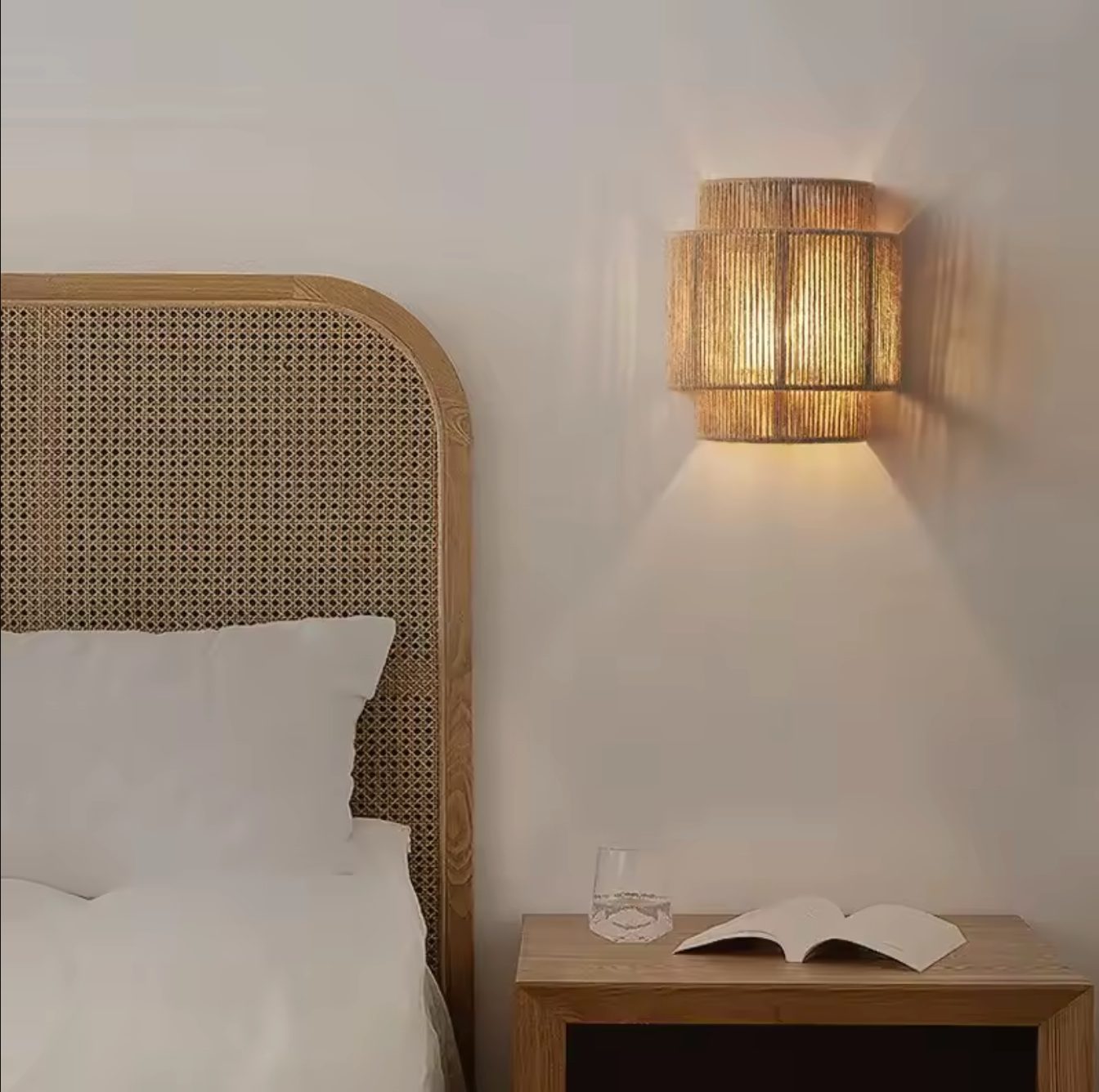Hemp Rope Wall Light Fixture Rustic Boho Wall Sconce