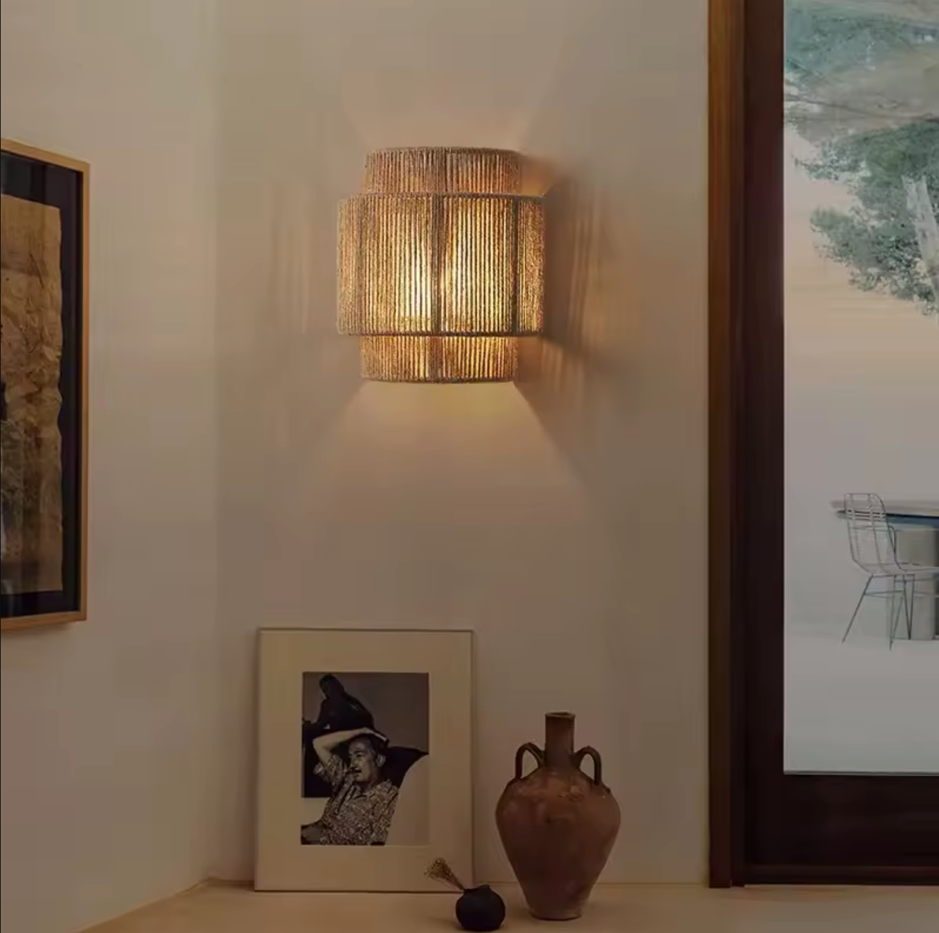 Hemp Rope Wall Light Fixture Rustic Boho Wall Sconce