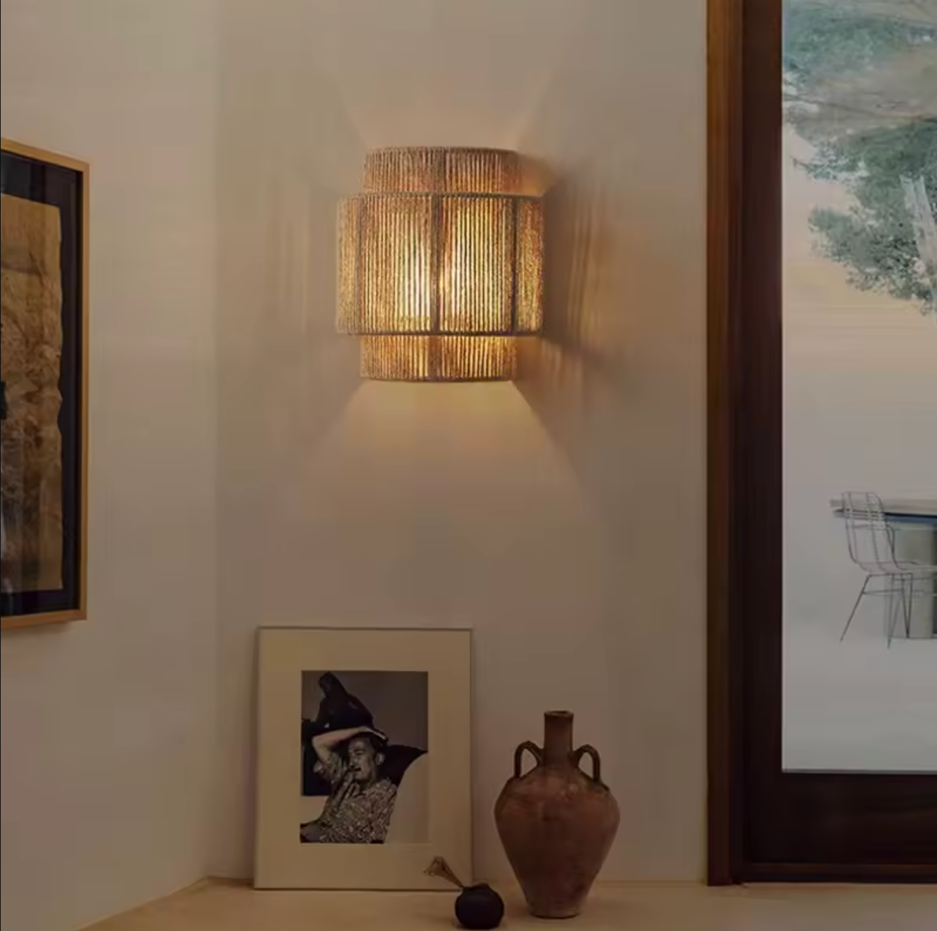 Hemp Rope Wall Light Fixture Rustic Boho Wall Sconce