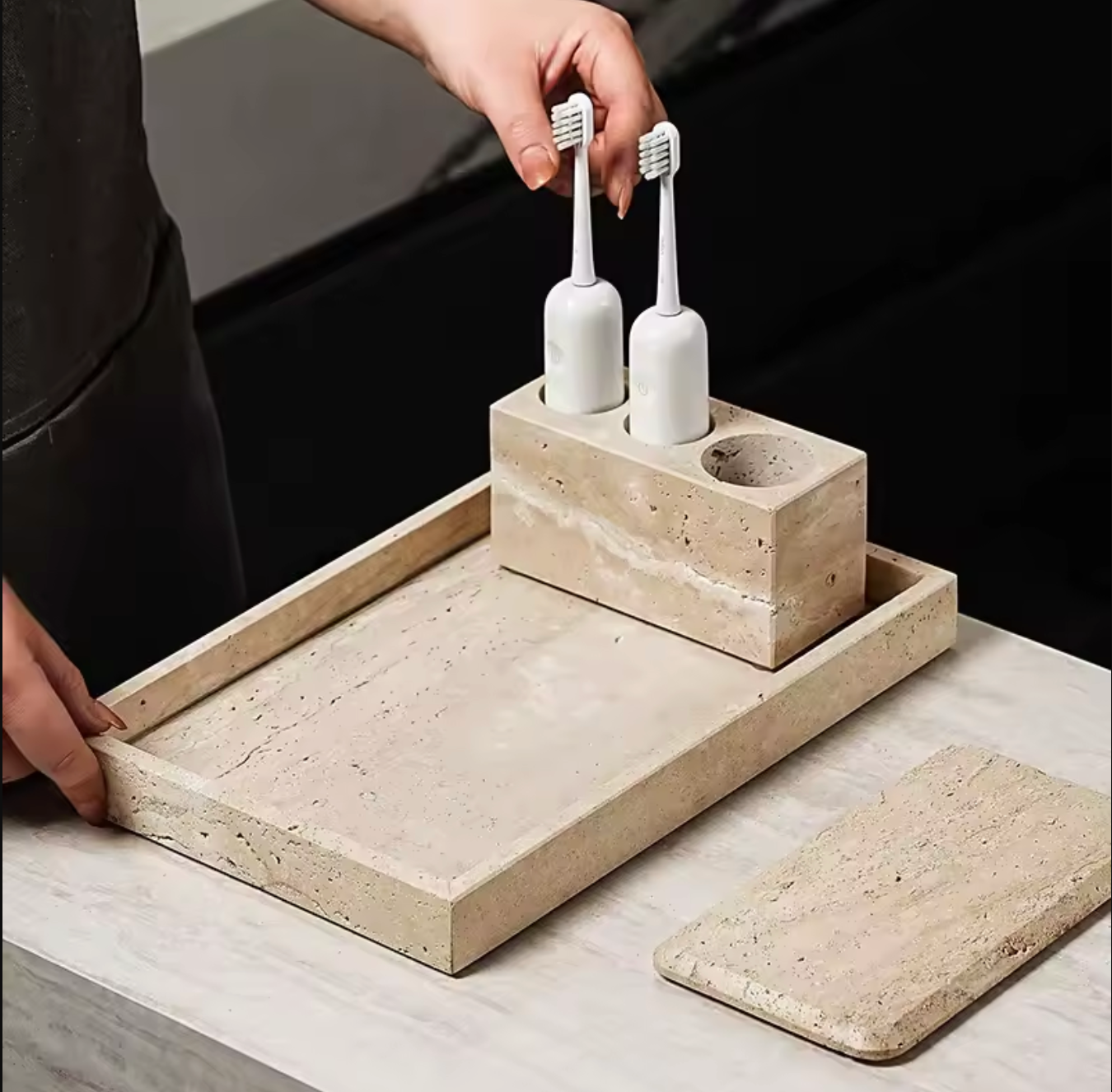 Natural Marble Tray Rectangle Stone Vanity Tray