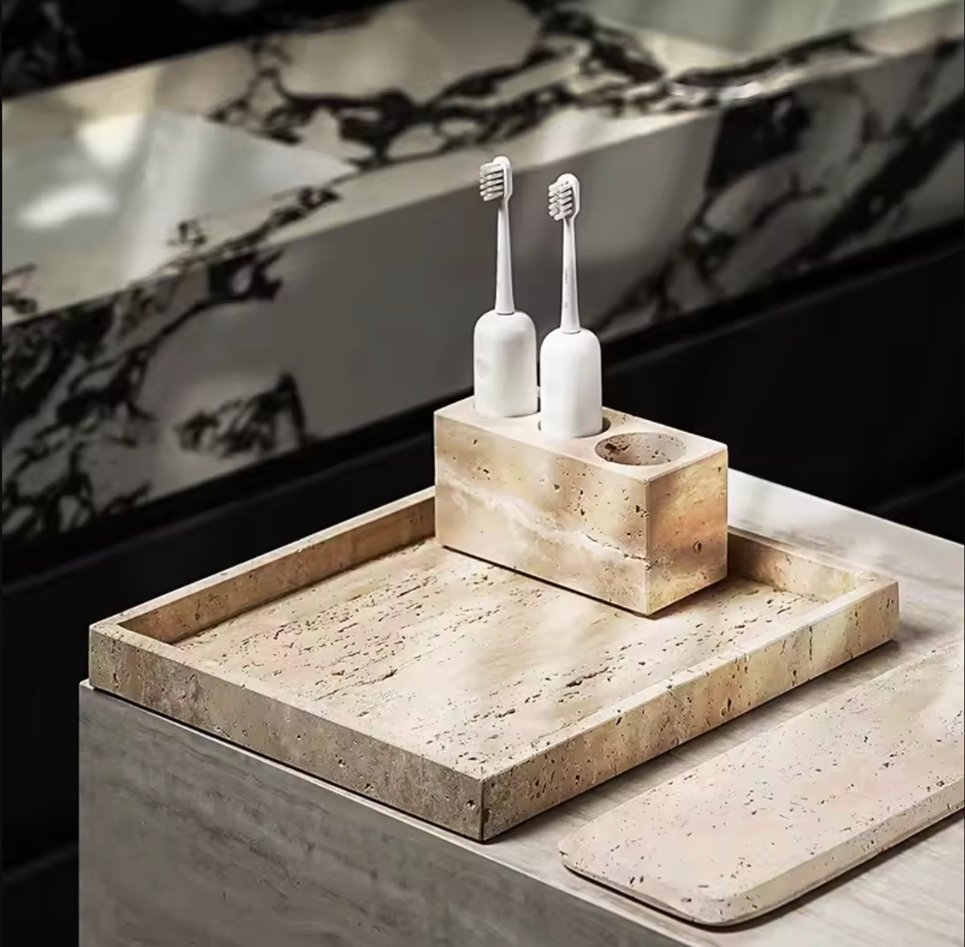 Natural Marble Tray Rectangle Stone Vanity Tray