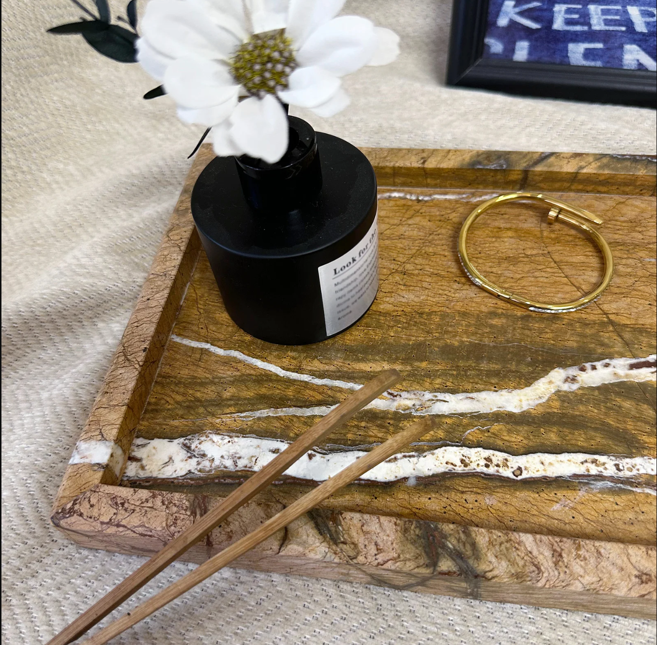 Natural Marble Tray Rectangle Stone Vanity Tray