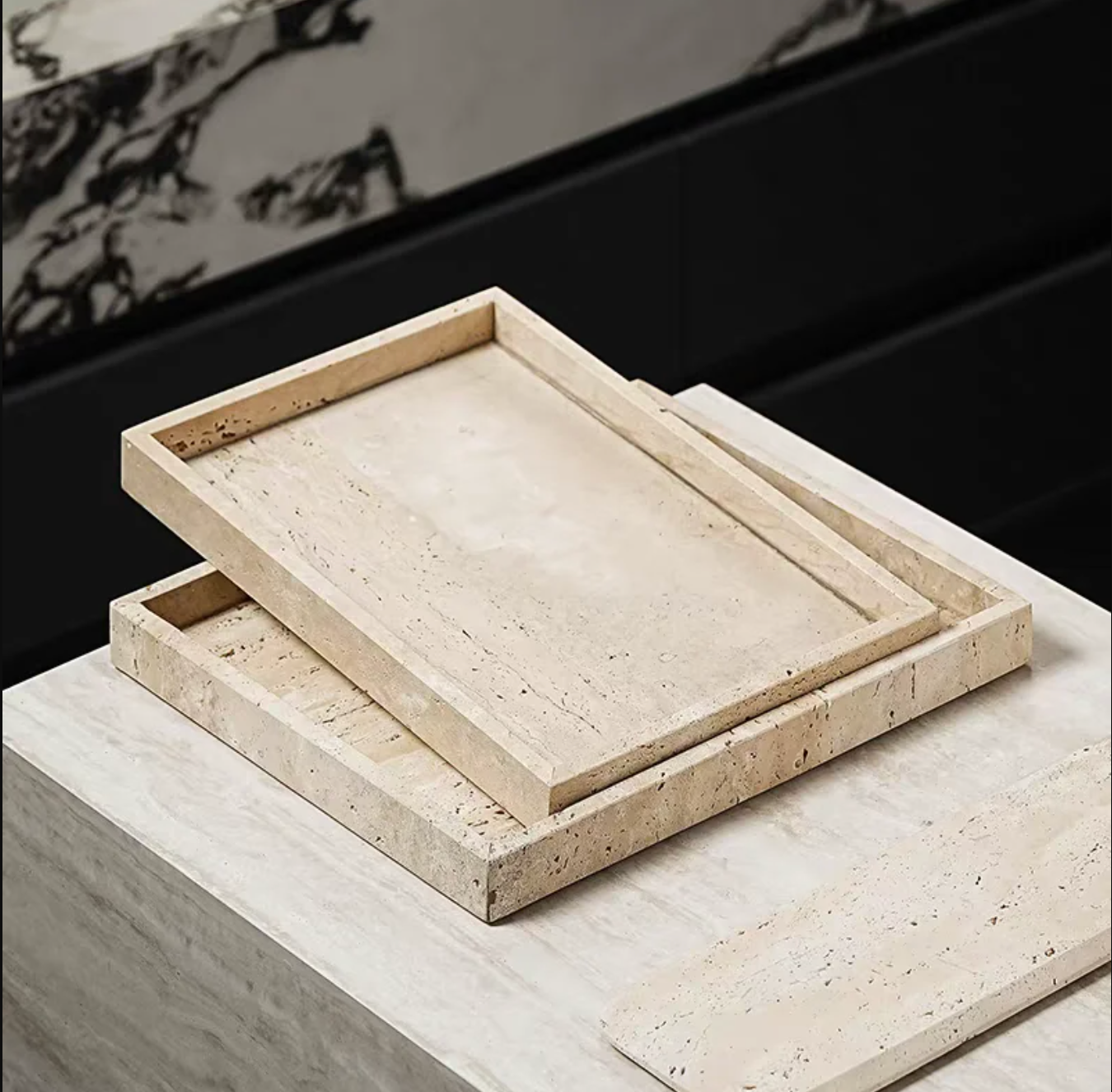 Natural Marble Tray Rectangle Stone Vanity Tray