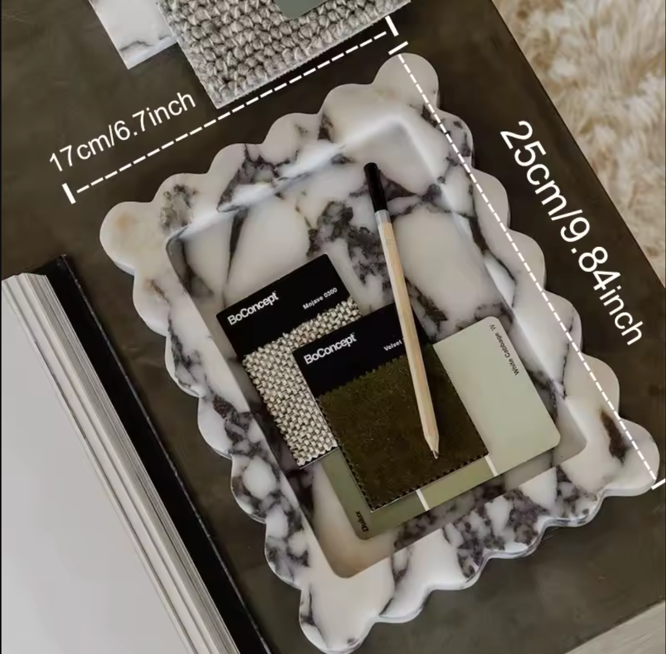 Calacatta Viola Scalloped Natural Marble Tray for Countertop
