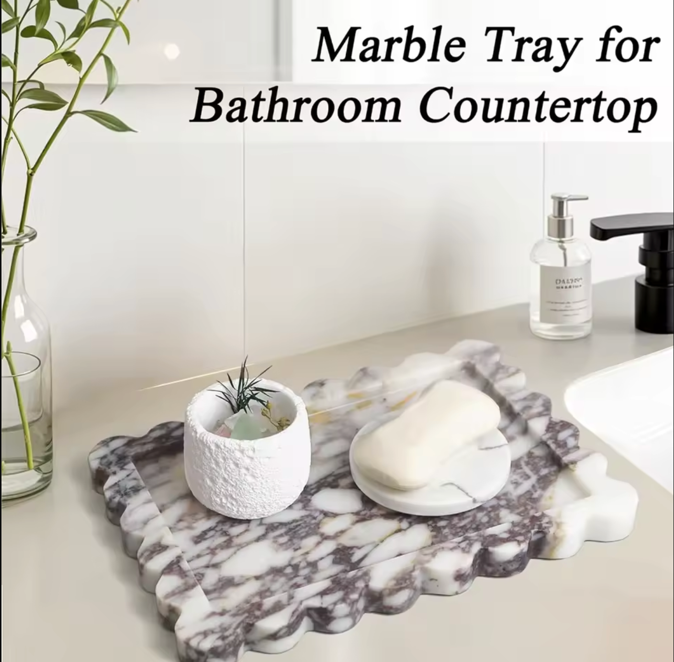 Calacatta Viola Scalloped Natural Marble Tray for Countertop