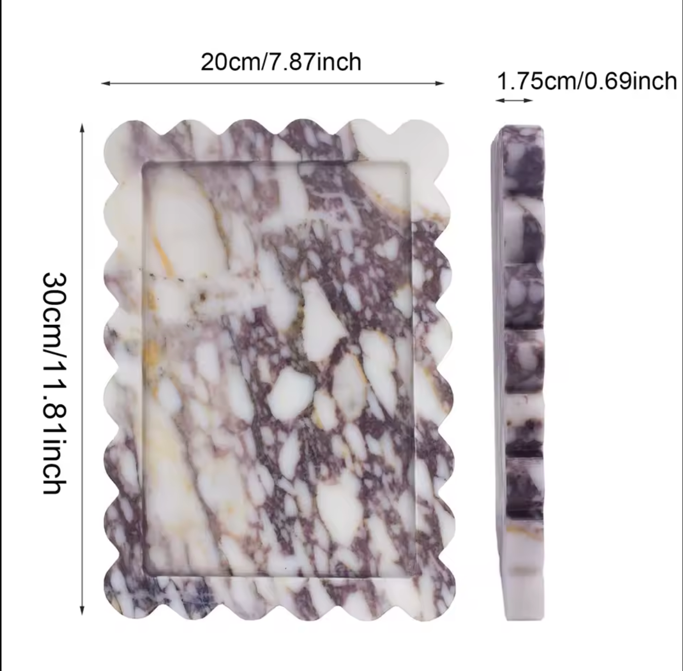 Calacatta Viola Scalloped Natural Marble Tray for Countertop