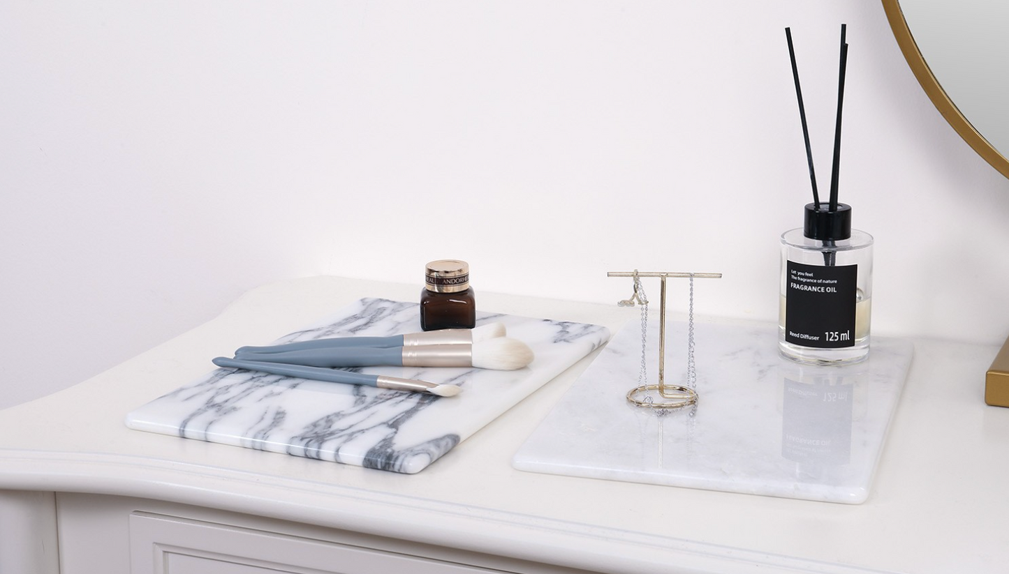 White Jade Marble Tray Flat Plate Aromatherapy Decoration