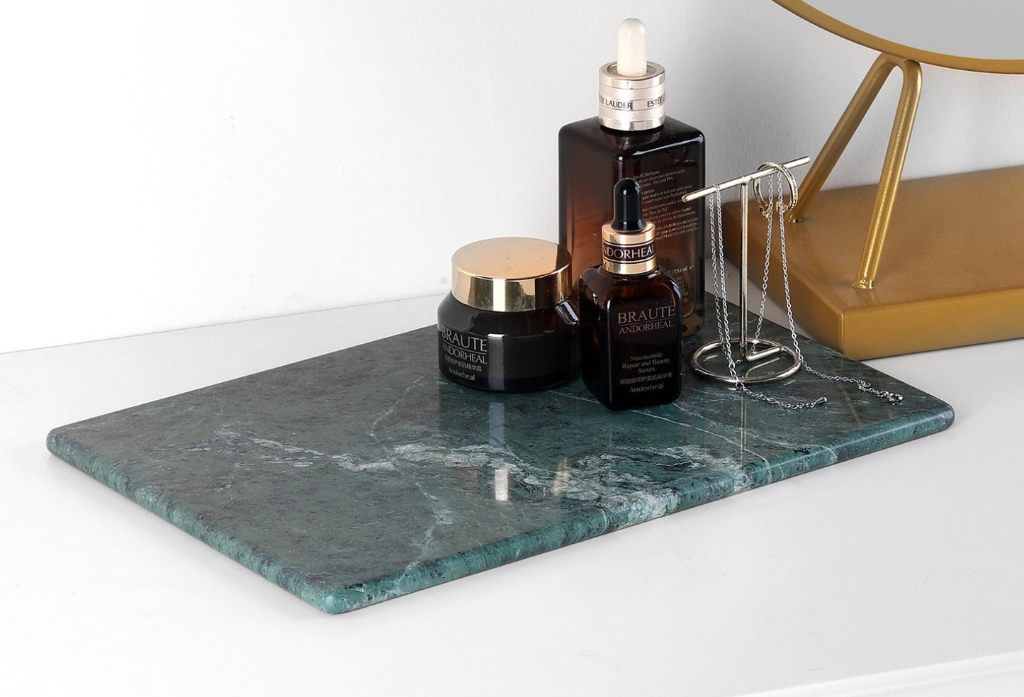 White Jade Marble Tray Flat Plate Aromatherapy Decoration