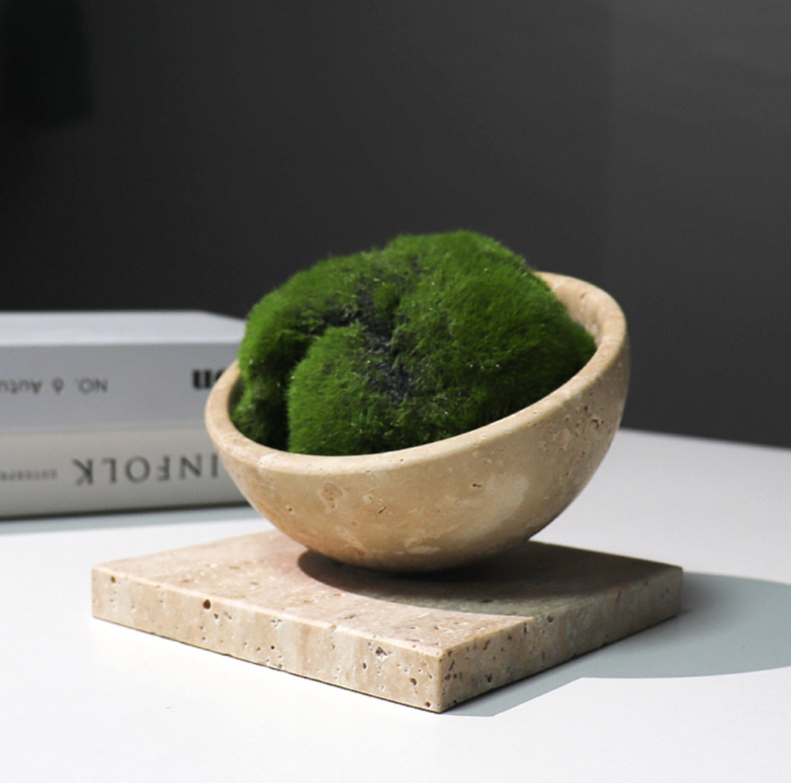 European Natural Marble Flower Pot Succulent Planter with Base