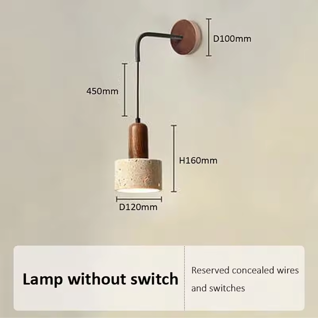 Wabi Sabi Natural Stone Wall Lamp with Wood Accent Bedside Sconce Light Fixture