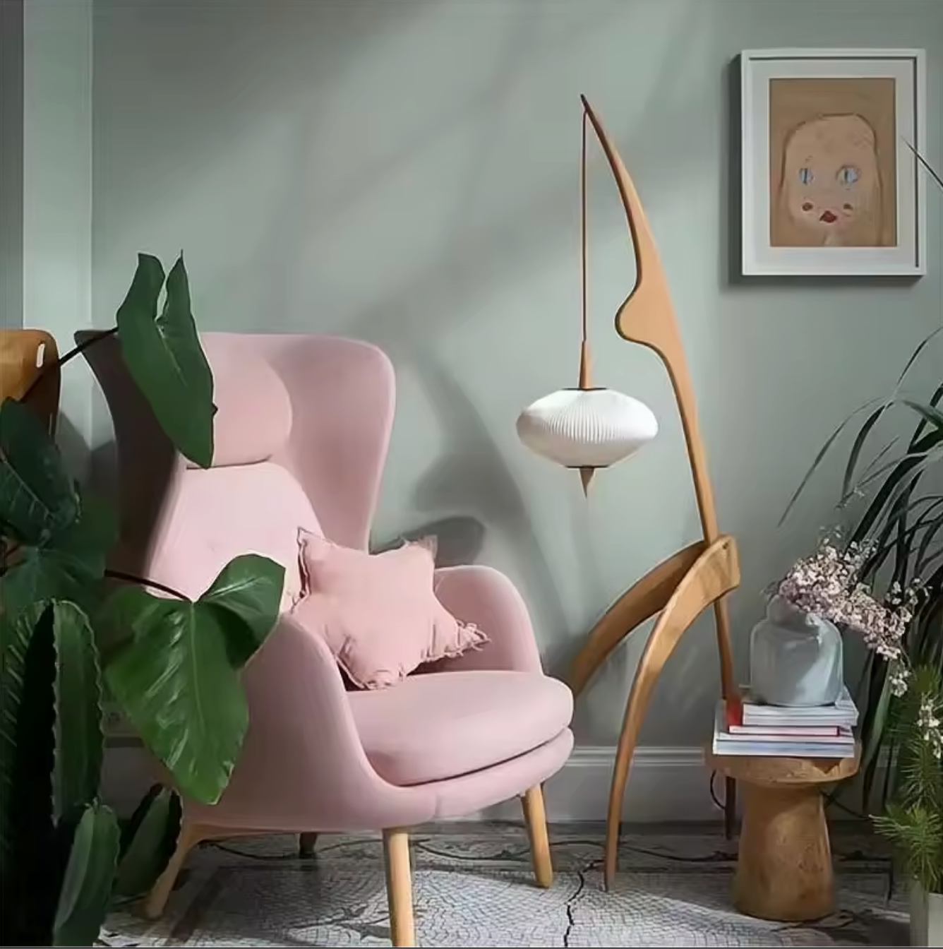 Handmade Bamboo Floor Lamp Tripod Lighting for Living Room