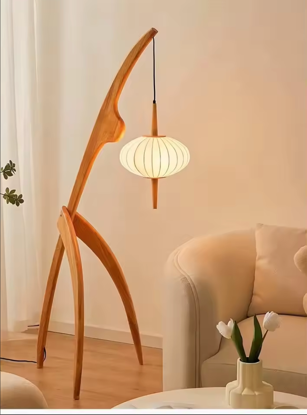 Handmade Bamboo Floor Lamp Tripod Lighting for Living Room
