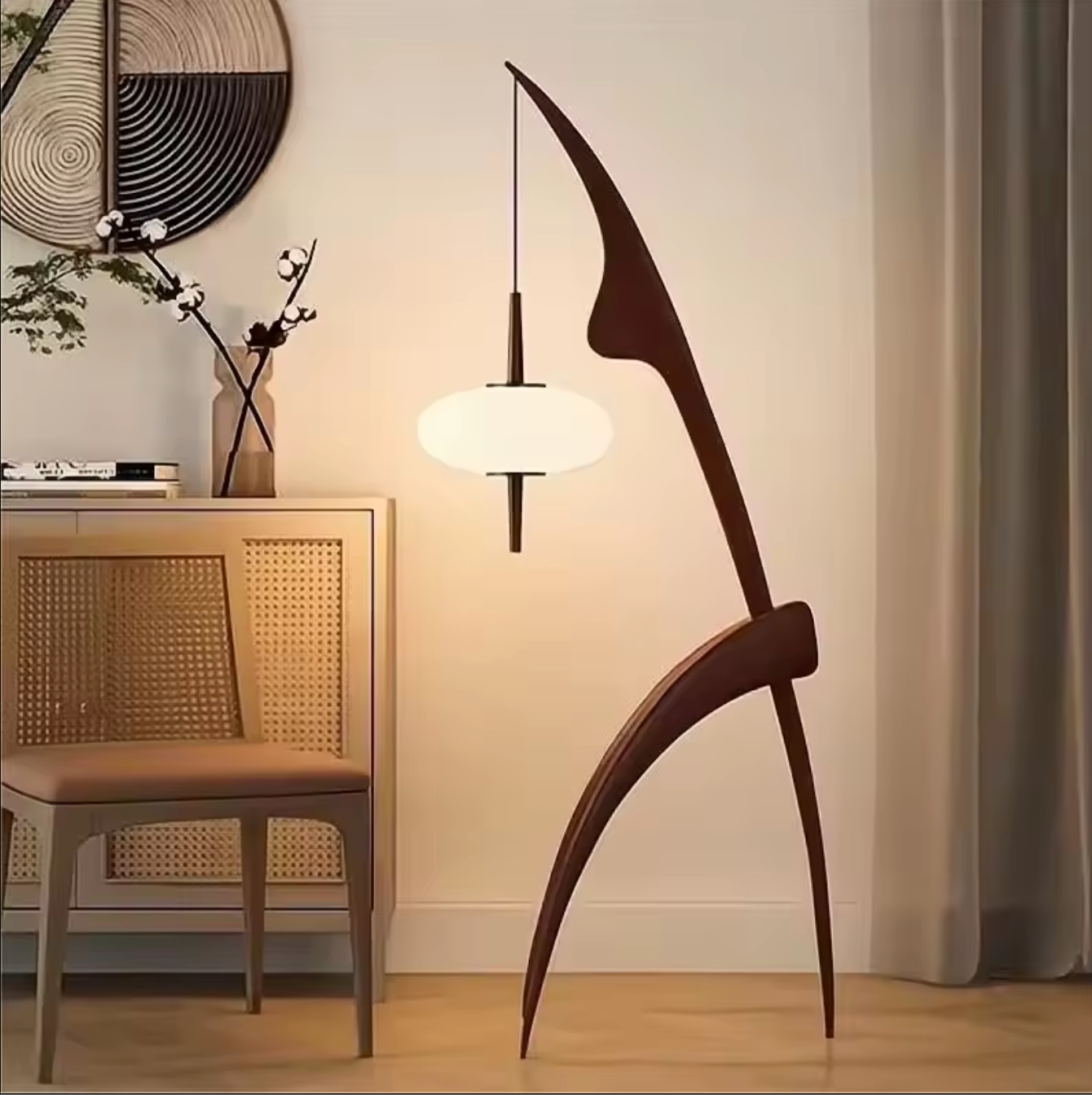 Handmade Bamboo Floor Lamp Tripod Lighting for Living Room