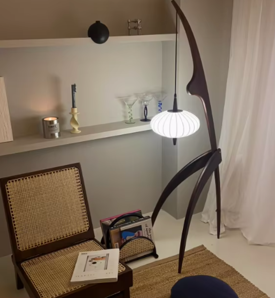 Handmade Bamboo Floor Lamp Tripod Lighting for Living Room