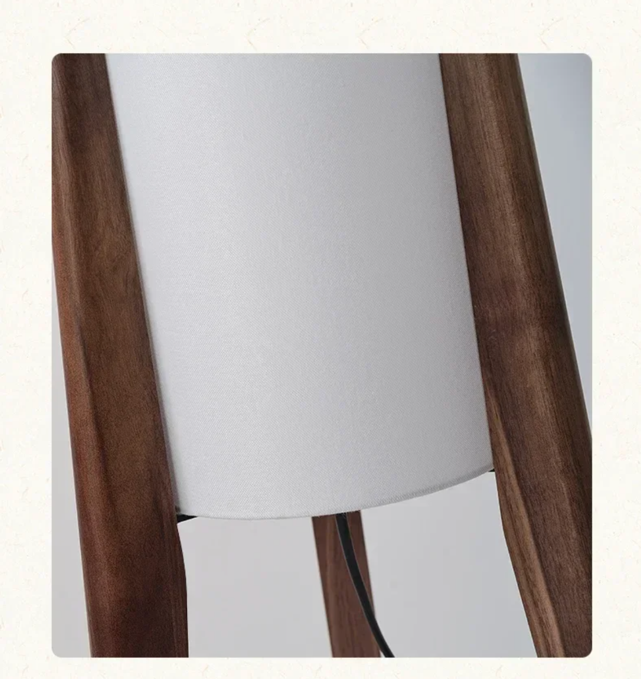 Scandinavian Tripod Floor Lamp Japandi Style Wood & Fabric Standing Light