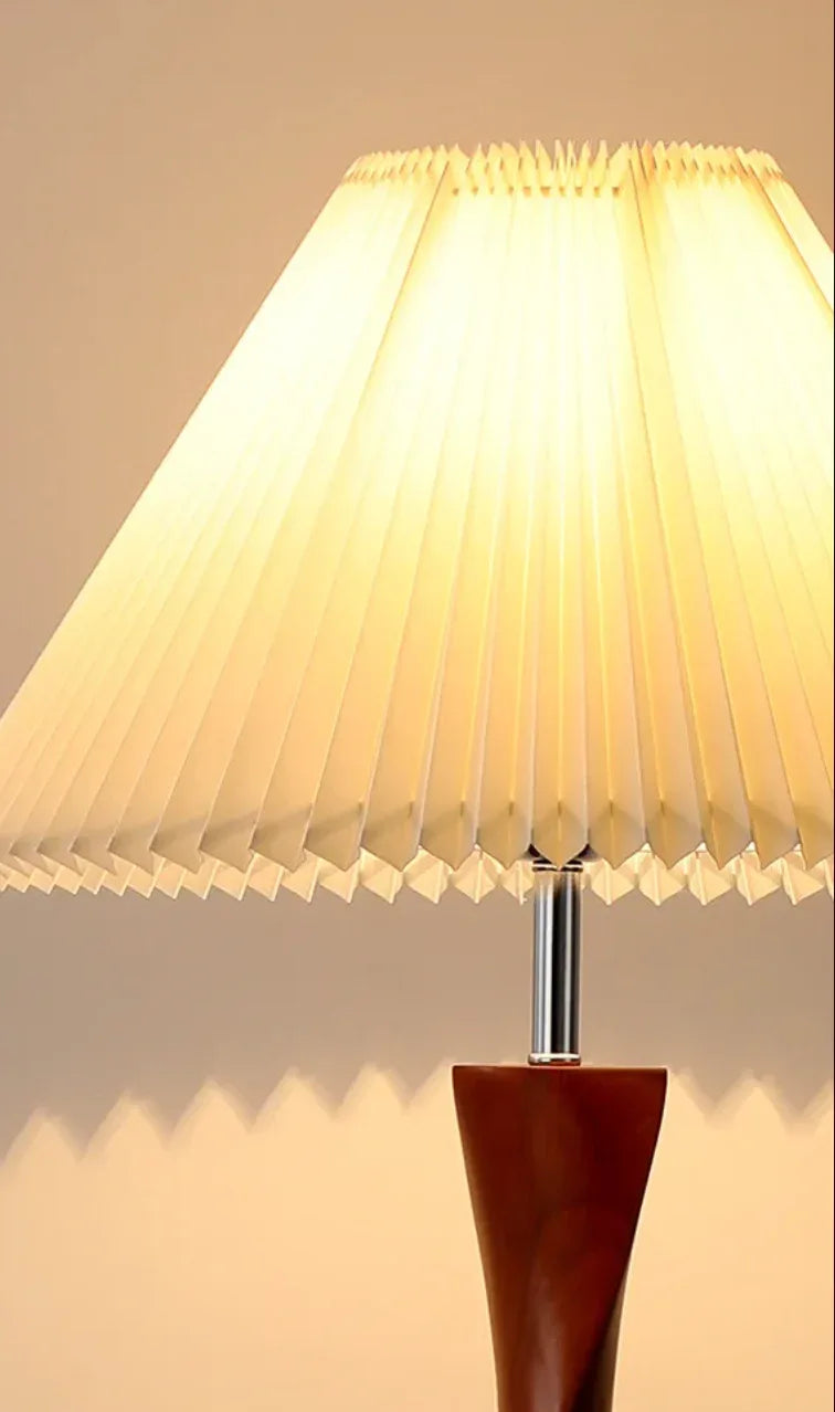 Nordic Wooden Floor Lamp with Fabric Shade for Living Room and Bedroom