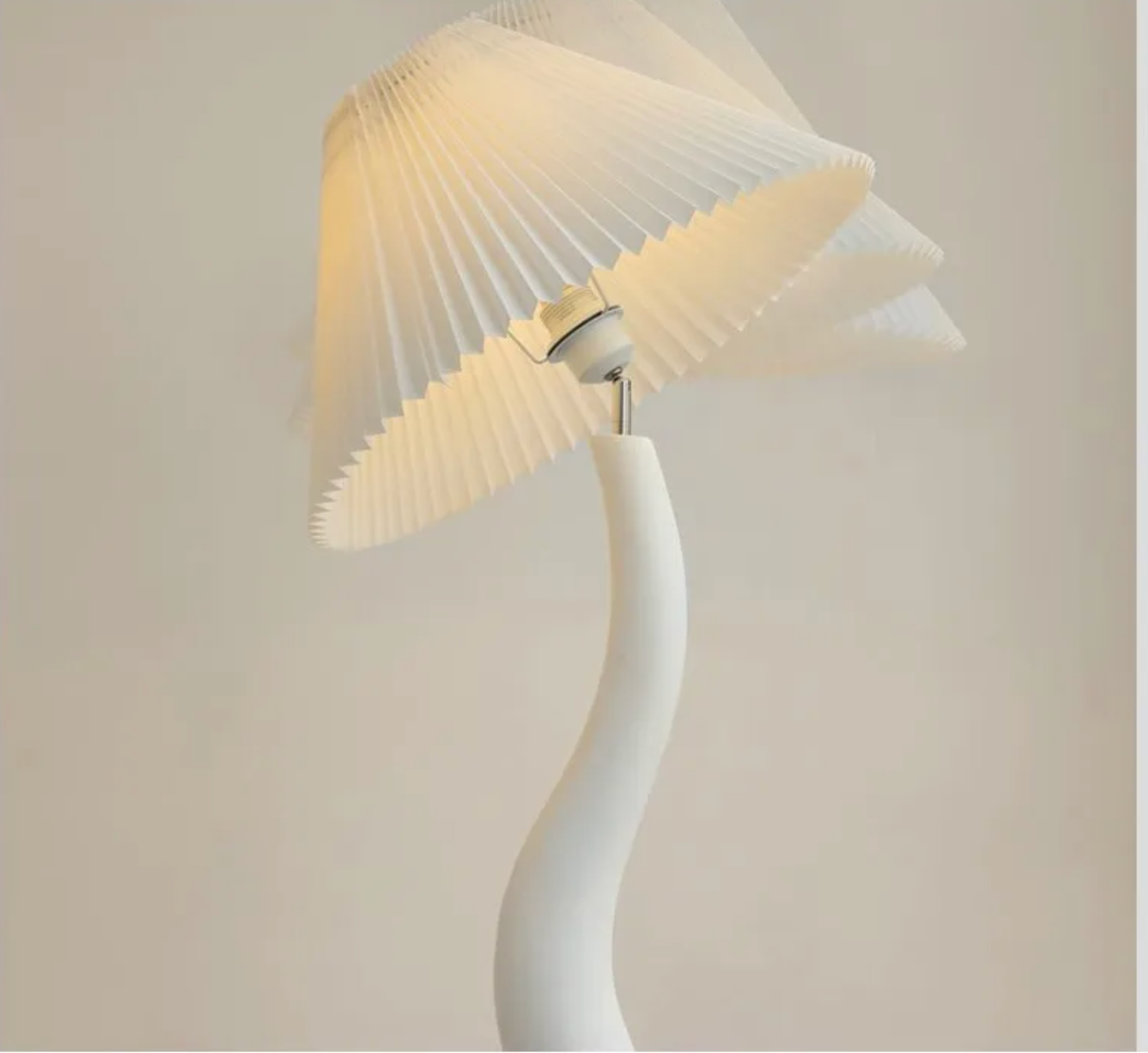 Large Resin Curved Floor Lamp with Pleated Shade Nordic Minimalist