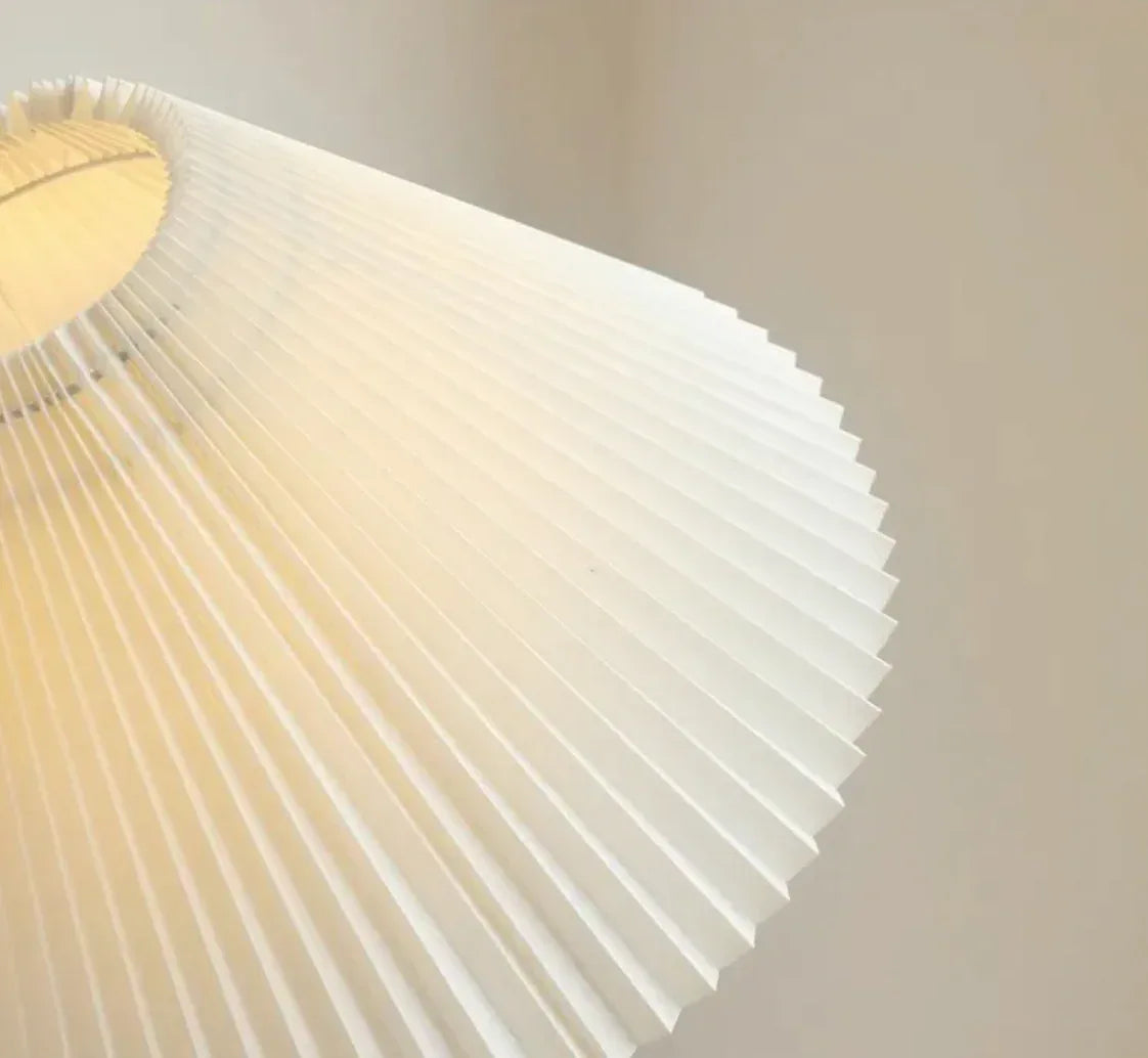 Large Resin Curved Floor Lamp with Pleated Shade Nordic Minimalist