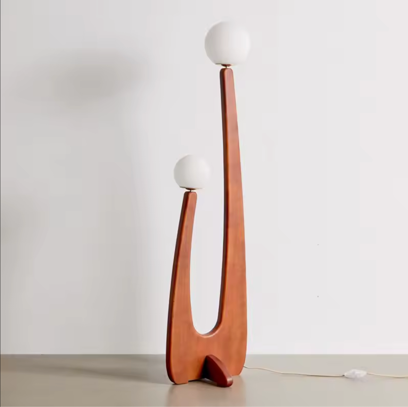 Modern Minimalist Walnut Solid Wood Floor Lamp with Dual Glass