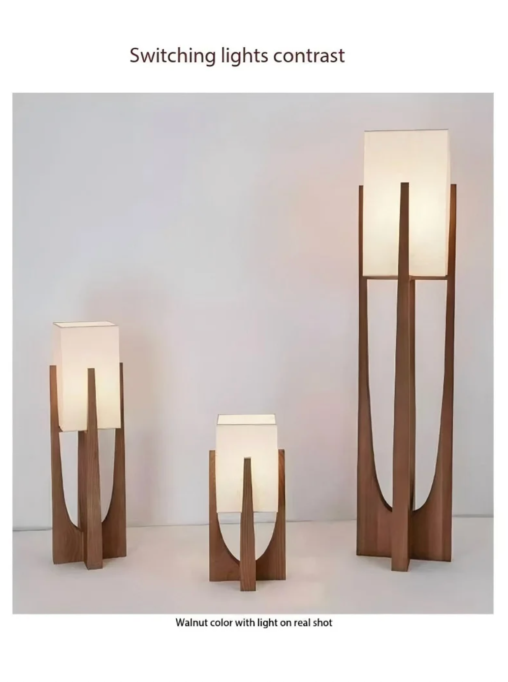 Nordic Walnut Wood Japanese Floor Lamp with Cotton Cloth Lampshade