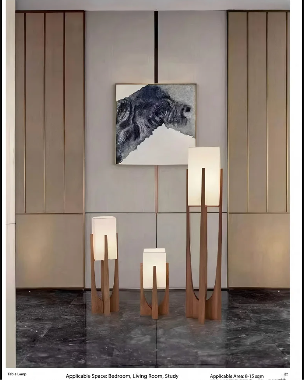 Nordic Walnut Wood Japanese Floor Lamp with Cotton Cloth Lampshade