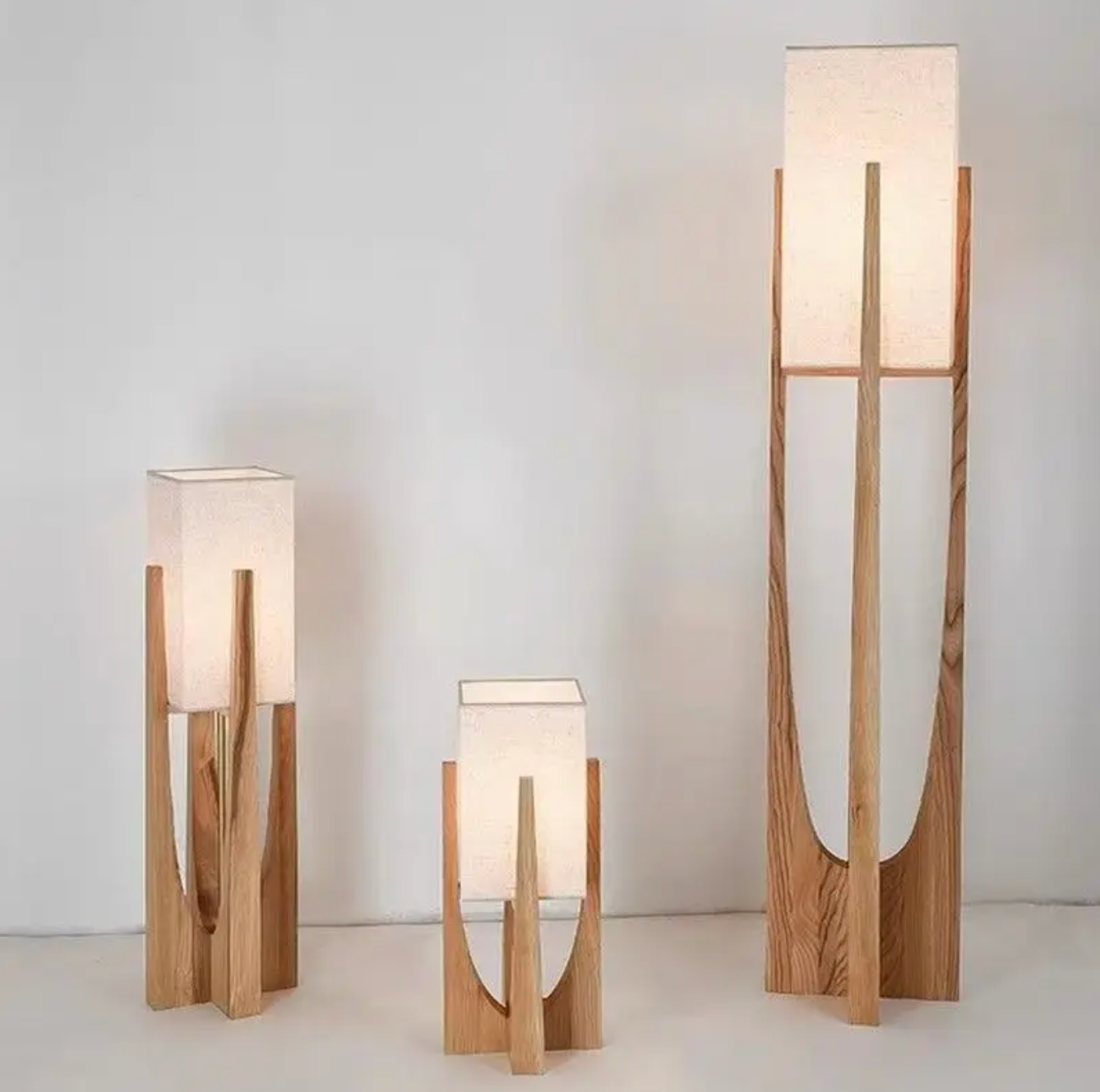 Nordic Walnut Wood Japanese Floor Lamp with Cotton Cloth Lampshade