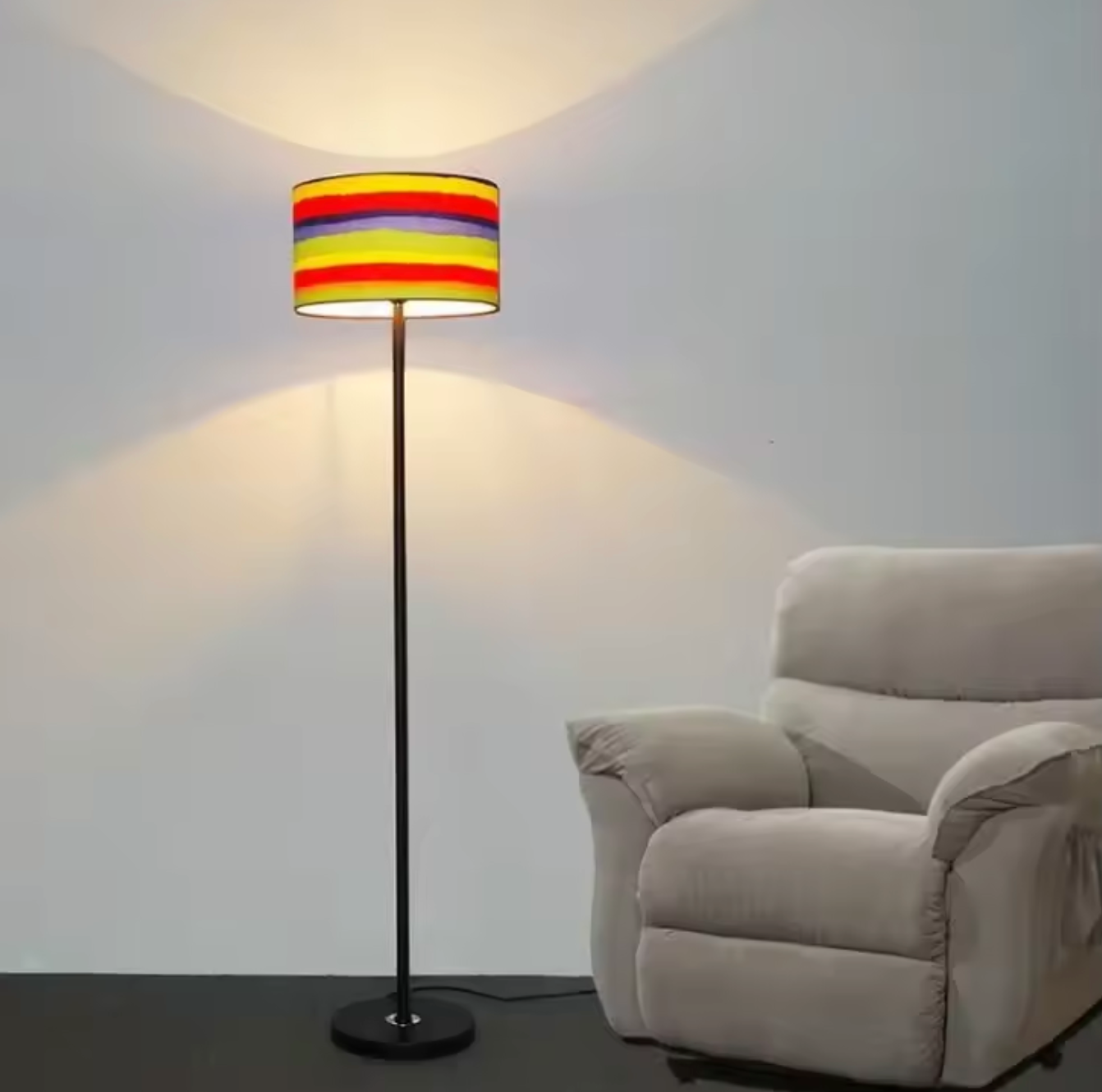 Modern Floor Lamp Nordic Metal Standing Lamp with Fabric Shade
