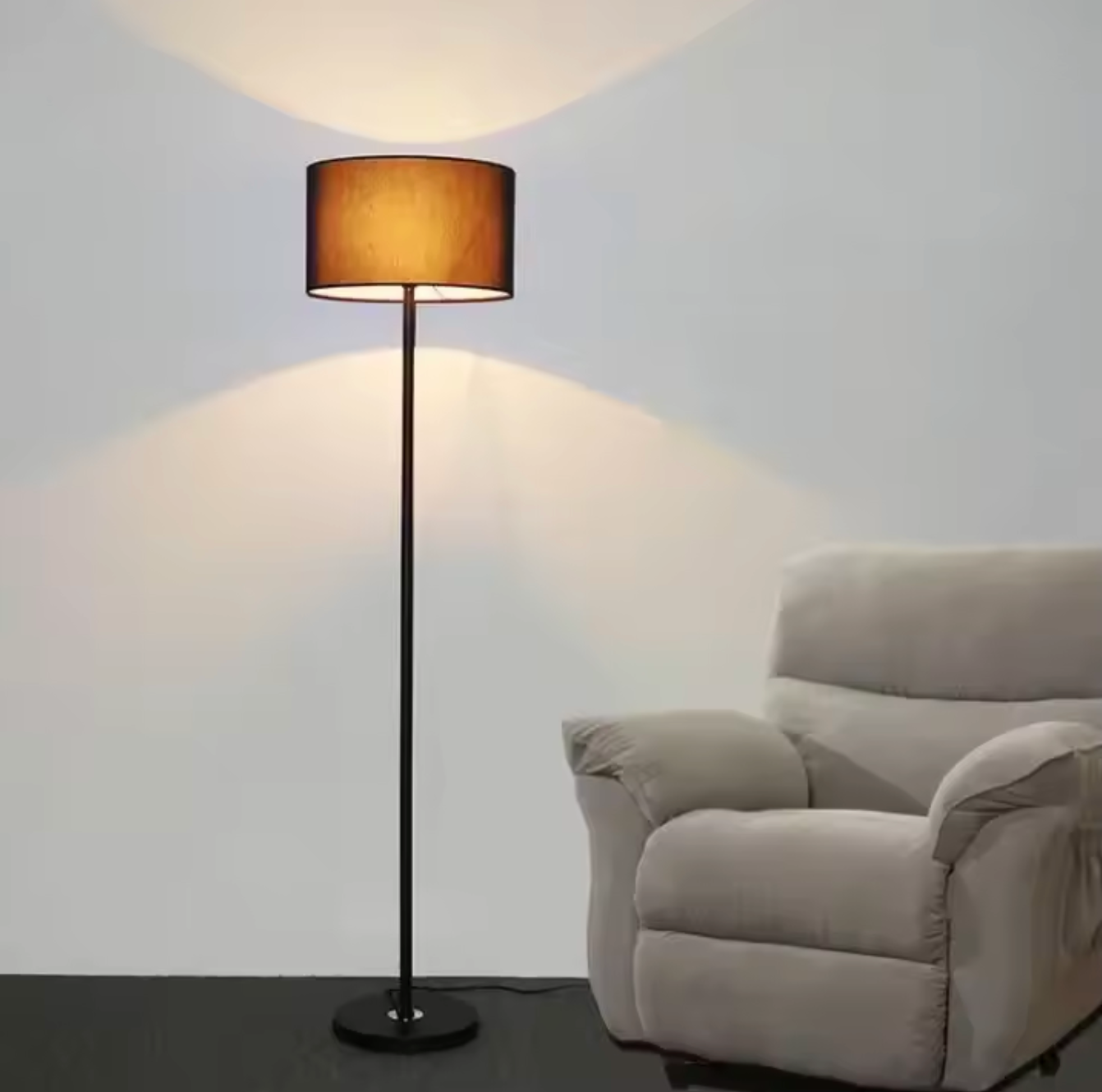 Modern Floor Lamp Nordic Metal Standing Lamp with Fabric Shade