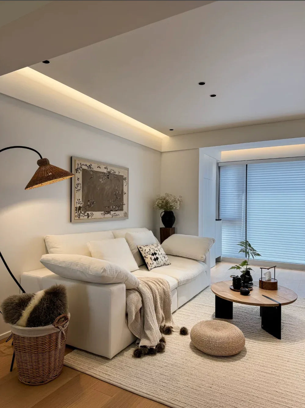 Wabi-Sabi Rattan Floor Lamp Nordic Corner Light