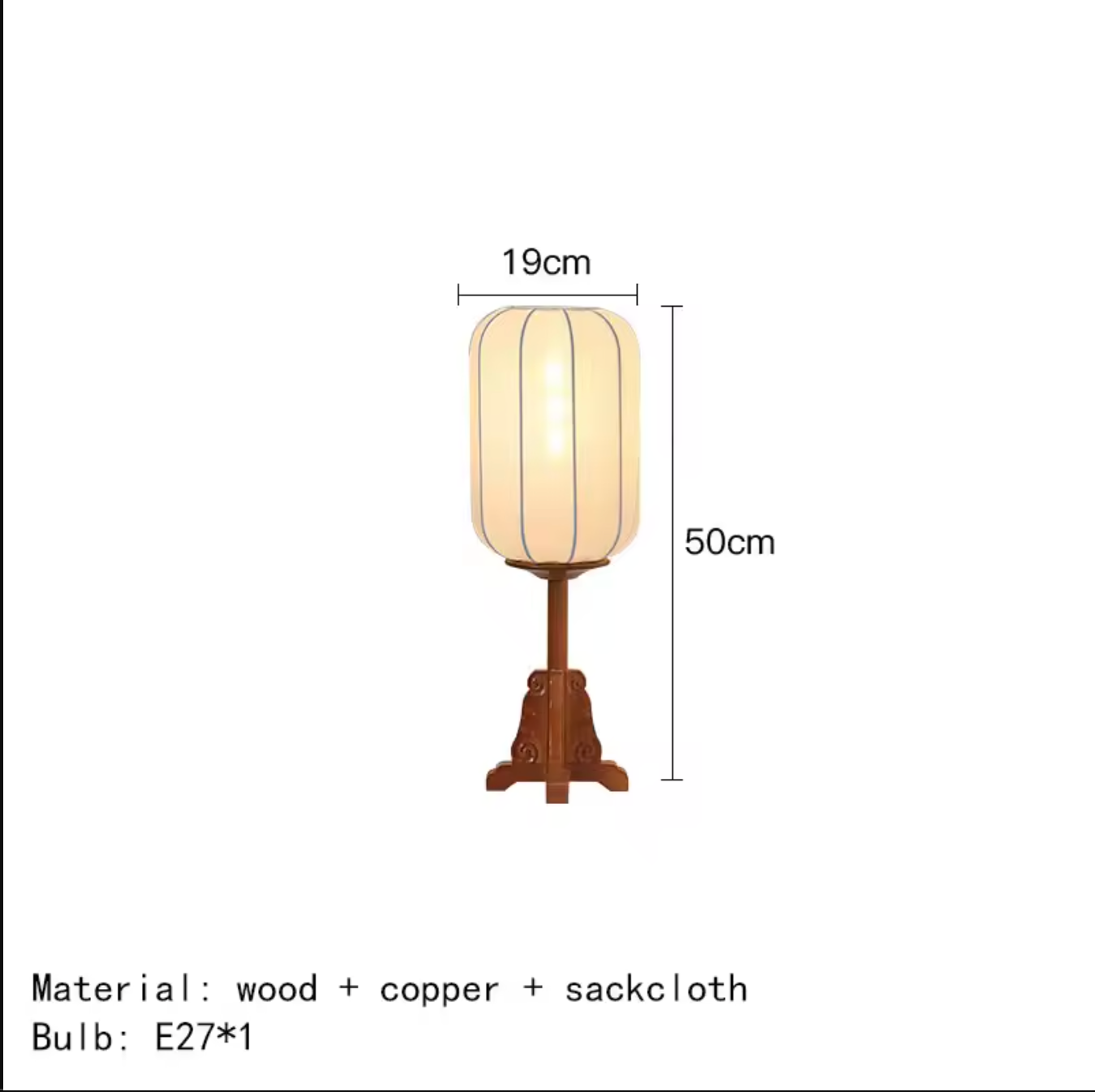Vintage Wooden Floor Lamp with Sackcloth Shade