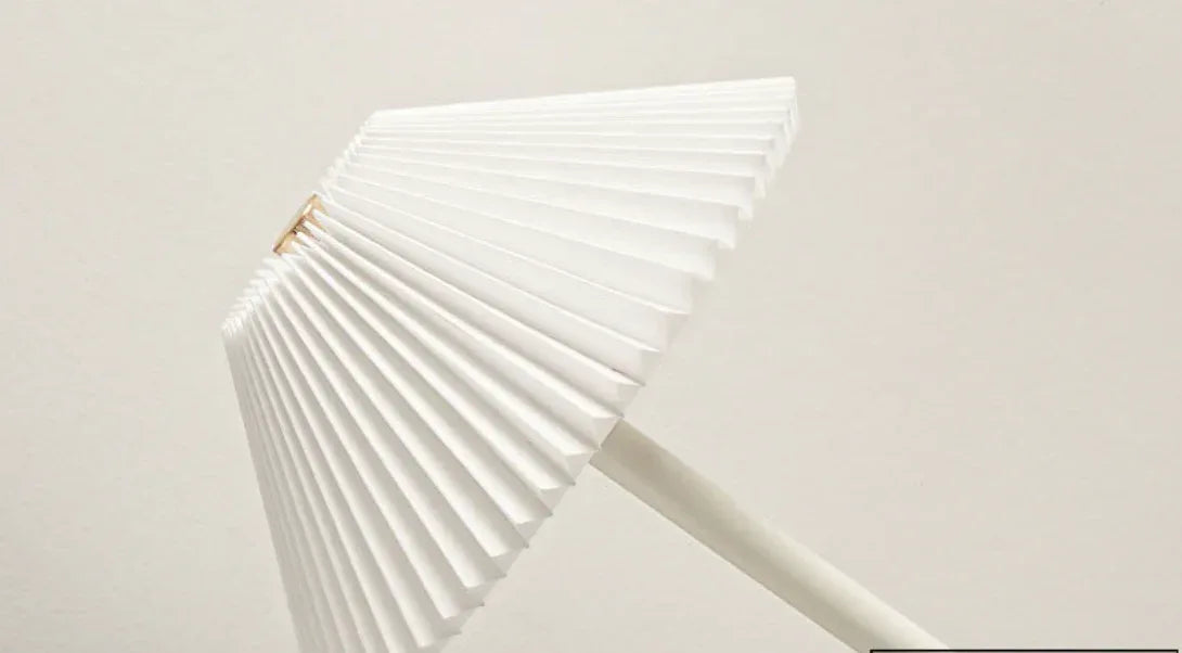 Nordic Pleated Table Lamp Rechargeable LED Wooden Base Bedside Light