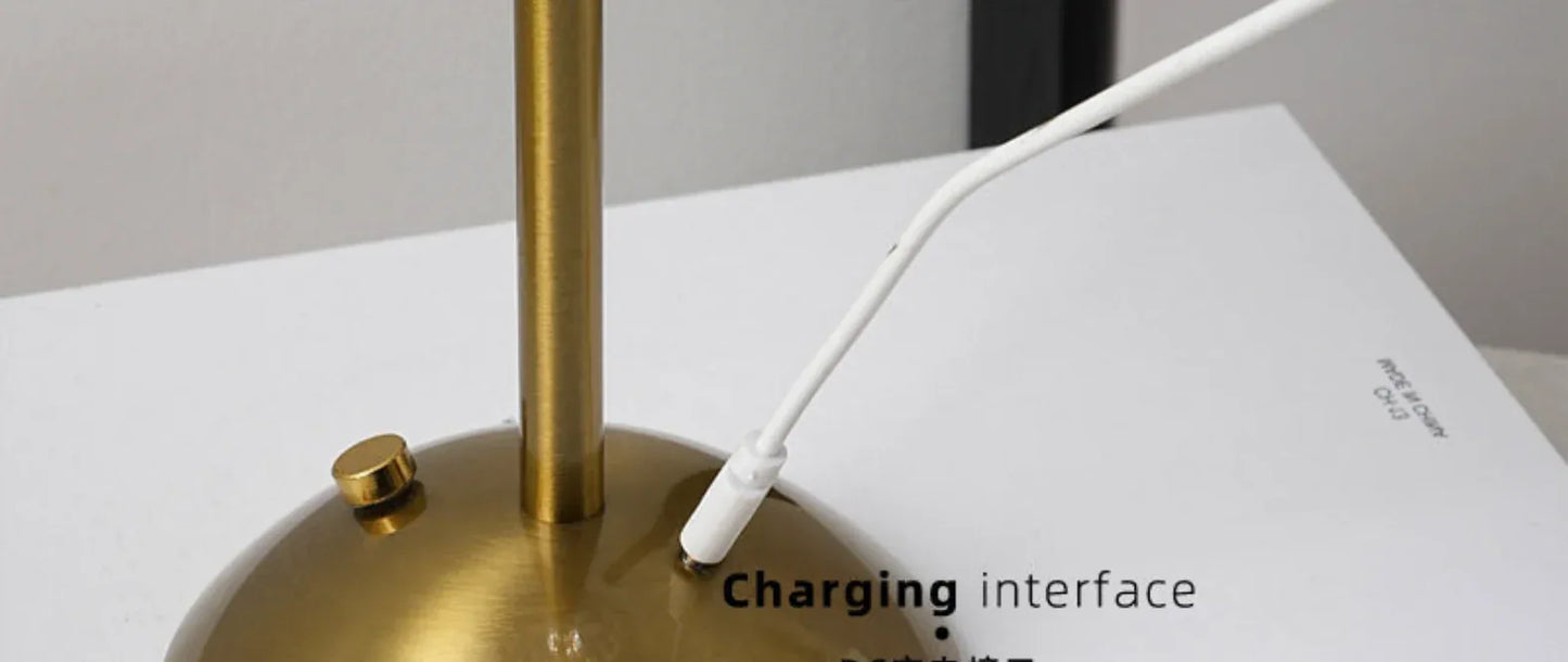 Rechargeable Retro Floral Table Lamp Walnut Base