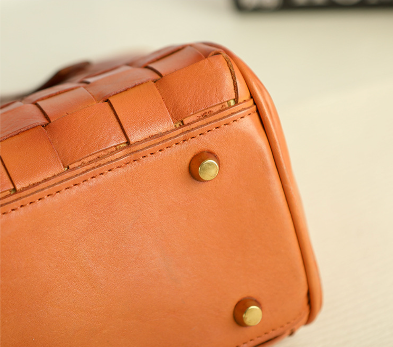 Woven Leather Tote Bag for Women Large Capacity