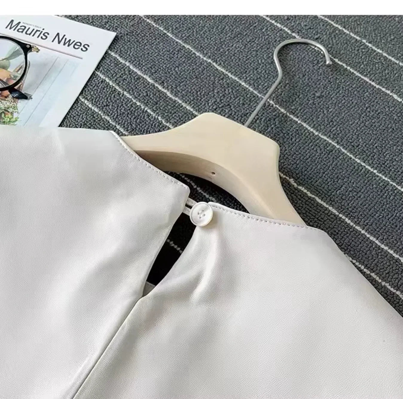 Women’s Black Leather T-Shirt Short Sleeve Top