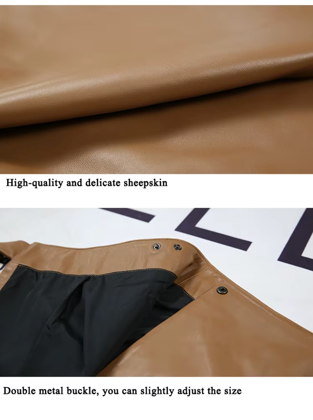 Women’s Real Leather Wrap Skirt Long with Bunny Ear Tie