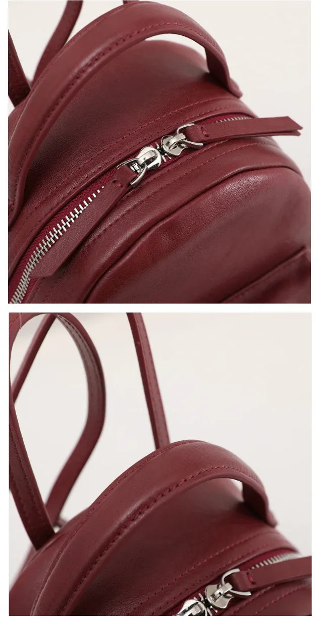Mini Women Leather Backpack Full-Grain Small Backpack Purse