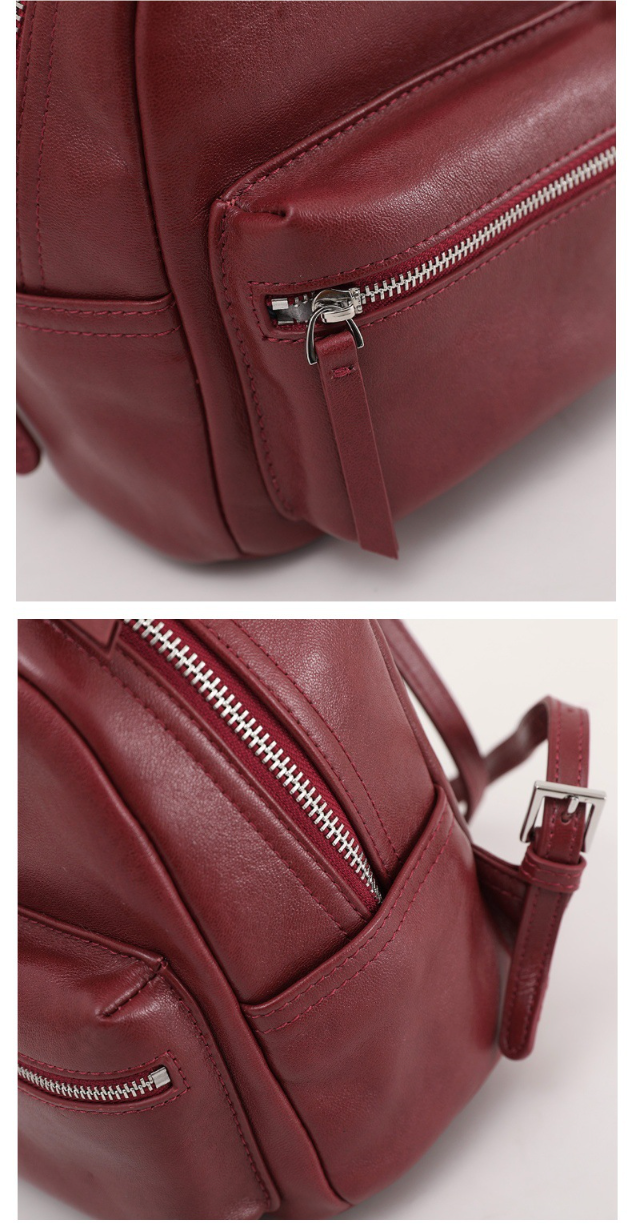Mini Women Leather Backpack Full-Grain Small Backpack Purse