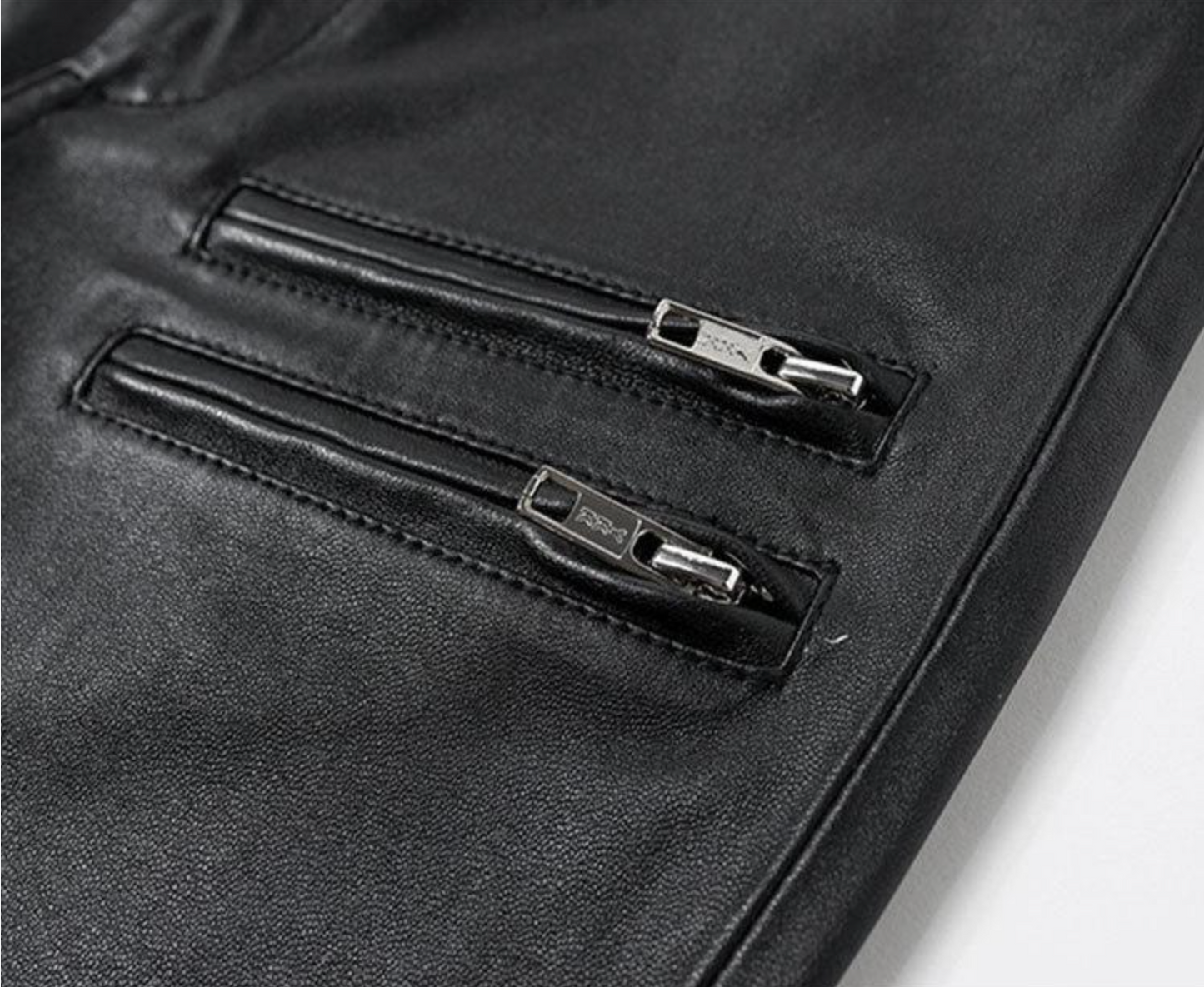 Women Skinny Leather Pants with Zippers