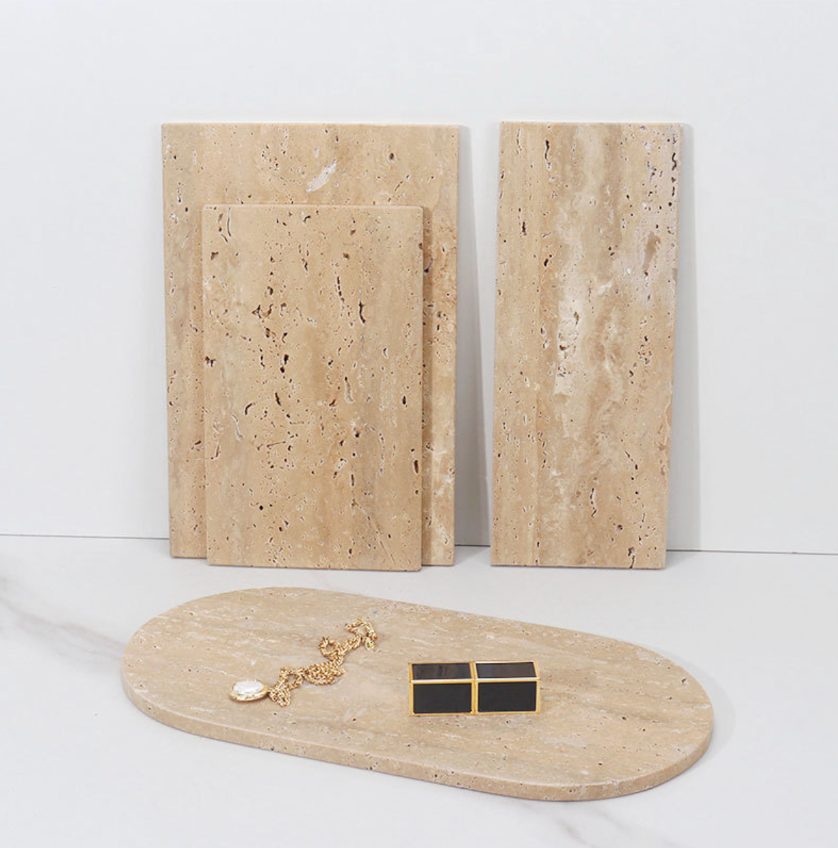 Nordic Light Luxury Natural Marble Tray for Bathroom, Vanity, and Table Décor