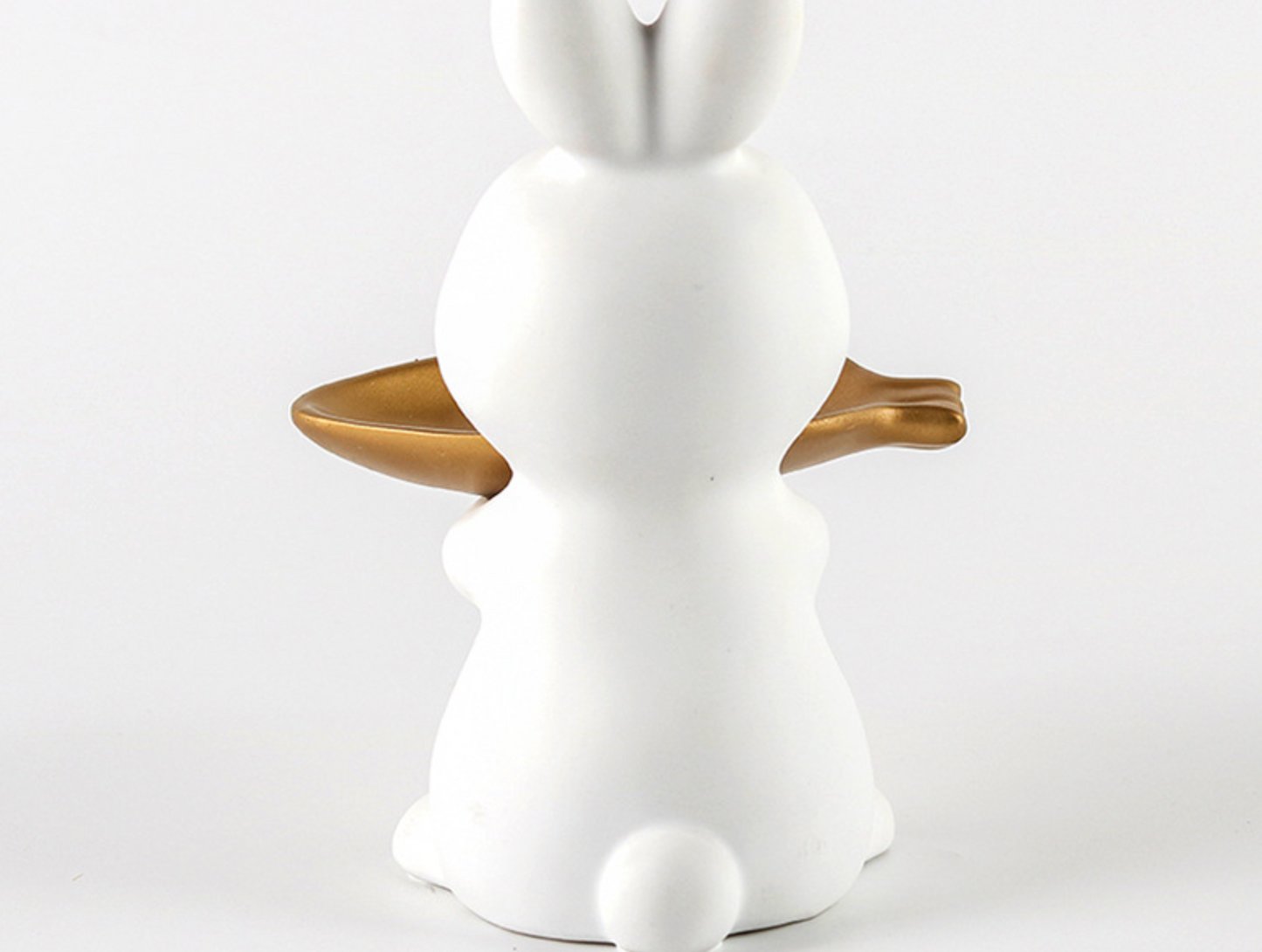 White and Gold Rabbit Resin Tray Key Storage Ornament